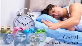  Presentation with adolescent trouble - Slide set enhanced with man-having-trouble-waking-up background and a light blue colored foreground