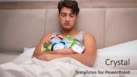  Presentation with adolescent trouble - Slides featuring man having trouble waking up background and a coral colored foreground