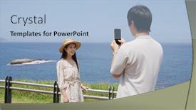  Presentation with helping man mouintain - Slide set enhanced with man-help-his-wife background and a light blue colored foreground