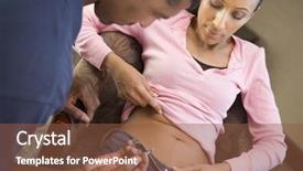 Presentation with drugs pregnancy - Colorful presentation theme enhanced with infertility women - man helping woman inject drugs backdrop and a tawny brown colored foreground
