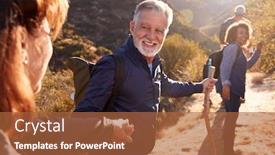  Presentation with helping man - Audience pleasing slide deck consisting of man-helping-woman-on-trail backdrop and a red colored foreground