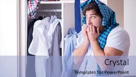  Presentation with clothing - Cool new presentation theme with man helpless with dirty clothing backdrop and a light blue colored foreground