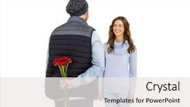  Presentation with white rose - Theme featuring man hiding a rose behind background and a  colored foreground