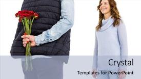  Presentation with animated rose - Theme enhanced with man hiding a rose behind background and a  colored foreground