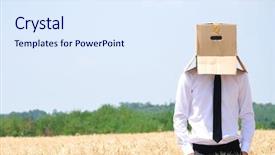 Presentation with thinking outside box - Beautiful slide deck featuring man hiding face with box backdrop and a sky blue colored foreground