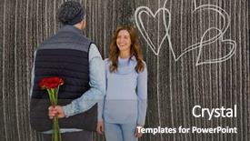  Presentation with roses - Amazing PPT theme having man hiding roses behind back backdrop and a dark gray colored foreground