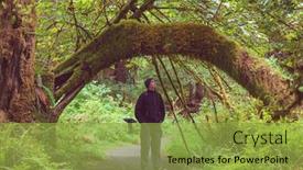  Presentation with trail - Cool new presentation theme with man-hiking-bay-the-trail backdrop and a yellow colored foreground