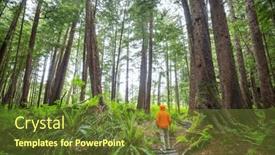  Presentation with trail - Slides with man-hiking-bay-the-trail background and a tawny brown colored foreground