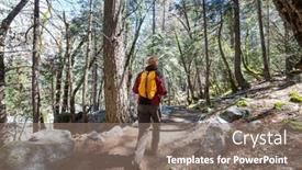  Presentation with trail - PPT theme enhanced with man-hiking-bay-the-trail background and a gray colored foreground