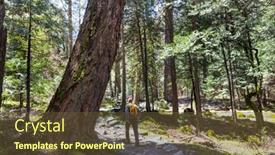  Presentation with trail - Slides having man-hiking-bay-the-trail background and a tawny brown colored foreground