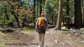  Presentation with trail - PPT layouts consisting of man-hiking-bay-the-trail background and a coral colored foreground