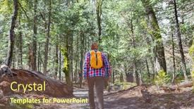  Presentation with trail - PPT theme consisting of man-hiking-bay-the-trail background and a tawny brown colored foreground