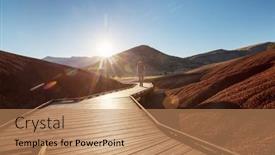  Presentation with fossil - PPT theme consisting of man-hiking-in-john-day background and a coral colored foreground