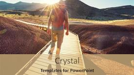  Presentation with fossil - PPT theme having man-hiking-in-john-day background and a coral colored foreground