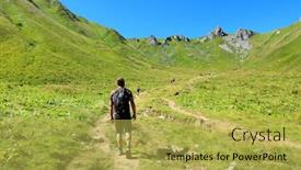  Presentation with hiking - Audience pleasing presentation theme consisting of man-hiking-sancy-puy backdrop and a yellow colored foreground