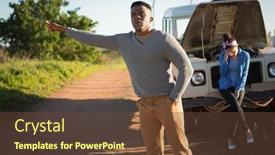  Presentation with dirt - Beautiful PPT layouts featuring man-hitchhiking-on-dirt-track backdrop and a tawny brown colored foreground