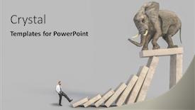  Presentation with domino - Audience pleasing slides consisting of man-hits-a-block backdrop and a light gray colored foreground