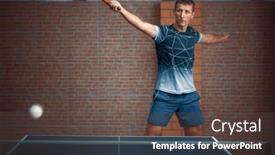  Presentation with table tennis - Beautiful PPT theme featuring man-hits-the-ball-table backdrop and a tawny brown colored foreground