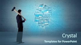  Presentation with brick wall - PPT theme featuring man hitting grungy brick wall background and a  colored foreground