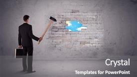  Presentation with brick wall - Presentation design having man hitting grungy brick wall background and a  colored foreground