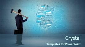  Presentation with brick wall - Presentation theme with man hitting grungy brick wall background and a ocean colored foreground