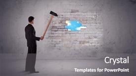  Presentation with brick wall - Audience pleasing presentation theme consisting of man hitting grungy brick wall backdrop and a gray colored foreground