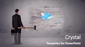  Presentation with brick wall - PPT theme featuring man hitting grungy brick wall background and a gray colored foreground
