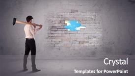  Presentation with brick wall - PPT layouts with man hitting grungy brick wall background and a gray colored foreground