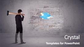  Presentation with brick wall - Beautiful PPT layouts featuring man hitting grungy brick wall backdrop and a gray colored foreground