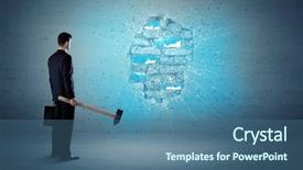  Presentation with brick wall - Beautiful PPT theme featuring man hitting grungy brick wall backdrop and a ocean colored foreground