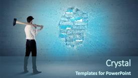  Presentation with brick wall - Colorful slide deck enhanced with man hitting grungy brick wall backdrop and a ocean colored foreground