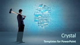  Presentation with brick wall - Beautiful PPT theme featuring man hitting grungy brick wall backdrop and a  colored foreground