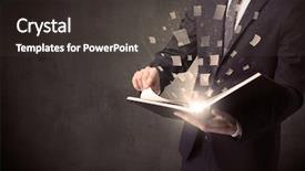  Presentation with hindu holy book - Slides with man holding a book background and a dark gray colored foreground