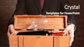  Presentation with bottle red wine - Slide deck featuring man holding a bottle background and a wine colored foreground