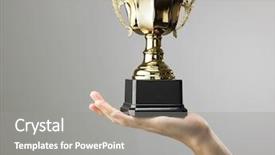  Presentation with champion - Cool new theme with man holding a champion golden backdrop and a gray colored foreground