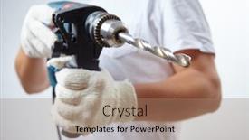  Presentation with cordless - Slide set featuring man-holding-a-cordless-screwdriver background and a coral colored foreground