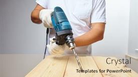  Presentation with cordless - Presentation design featuring man-holding-a-cordless-screwdriver background and a lemonade colored foreground