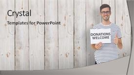  Presentation with donation - Presentation design with holding a donation welcome note background and a light gray colored foreground