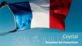  Presentation with france flag - Presentation theme consisting of man-holding-a-french-flag background and a teal colored foreground
