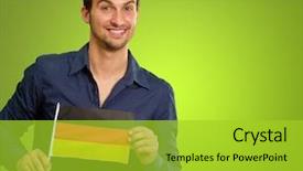  Presentation with german - Audience pleasing slides consisting of man holding a german flag backdrop and a  colored foreground