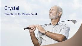  Presentation with debate club - Presentation enhanced with man holding a golf club background and a sky blue colored foreground