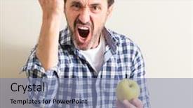  Presentation with green officebuilding man - Presentation design enhanced with man holding a green apple background and a seafoam green colored foreground