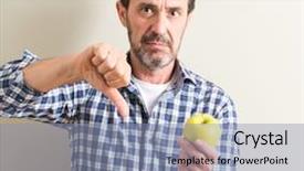  Presentation with green apple - PPT theme having man holding a green apple background and a  colored foreground