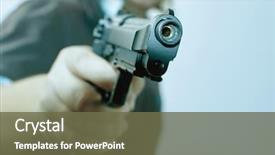  Presentation with gun - Audience pleasing presentation theme consisting of man holding a gun backdrop and a tawny brown colored foreground