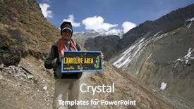  Presentation with landslide - Presentation with man holding a landslide warning background and a gray colored foreground