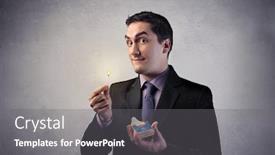  Presentation with man holding phone - Slides featuring man-holding-a-match background and a gray colored foreground