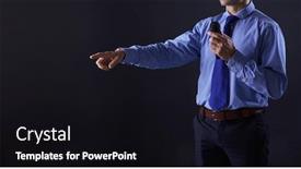 Presentation with finger - Presentation theme with man-holding-a-microphone background and a black colored foreground
