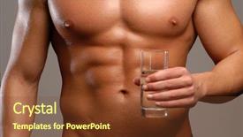  Presentation with water glass - Amazing PPT theme having man holding a mineral water backdrop and a tawny brown colored foreground