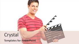  Presentation with movie premiers - Presentation consisting of man holding a movie clap background and a lemonade colored foreground