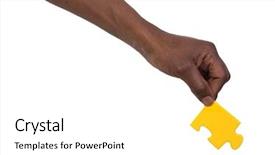  Presentation with jigsaw - Theme consisting of man holding a piece background and a white colored foreground